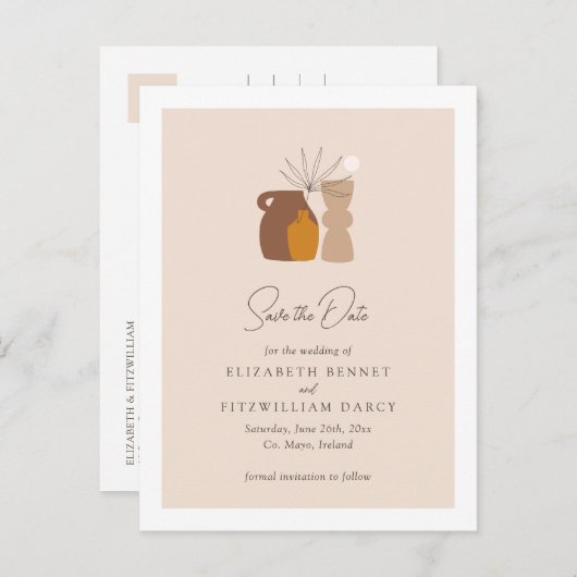 Bohoミニマリストヴァース日付を保存 案内ポストカード (正面/裏面)