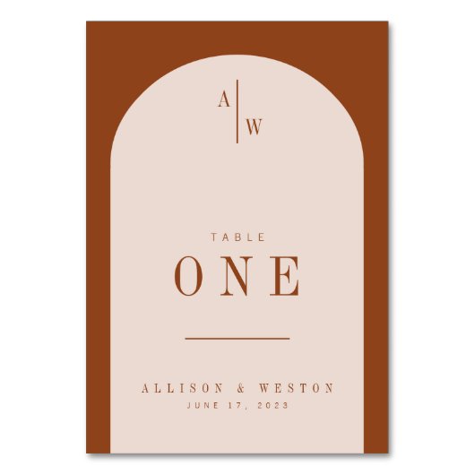 Bohoミニマリスト燃結婚焼オレンジのテーブル番号 テーブルナンバー (正面)