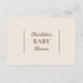 BohoミニマリストBeigeベビーシャワーブックベビー エンクロージャーカード (裏面)