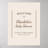 BohoミニマリストBeige Baby Showerウェルカムポスター ポスター (正面)