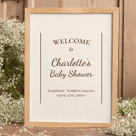 BohoミニマリストBeige Baby Showerウェルカムポスター ポスター