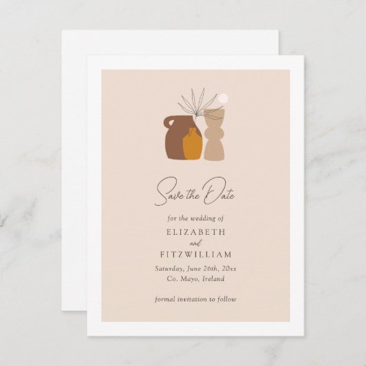 BohoミニマリストVasesイニシャル結婚ズ セーブザデート (正面/裏面)