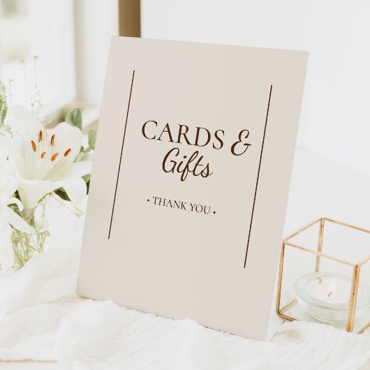 Bohoミニマルなベージュ赤ちゃんシャワーカードとギフト 台座サイン