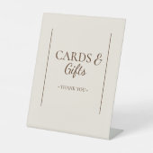 Bohoミニマルなベージュ赤ちゃんシャワーカードとギフト 台座サイン (正面)