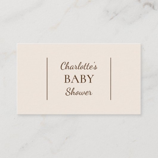 Bohoミニマルなベージュ赤ちゃんシャワー表示シャワー エンクロージャーカード (裏面)