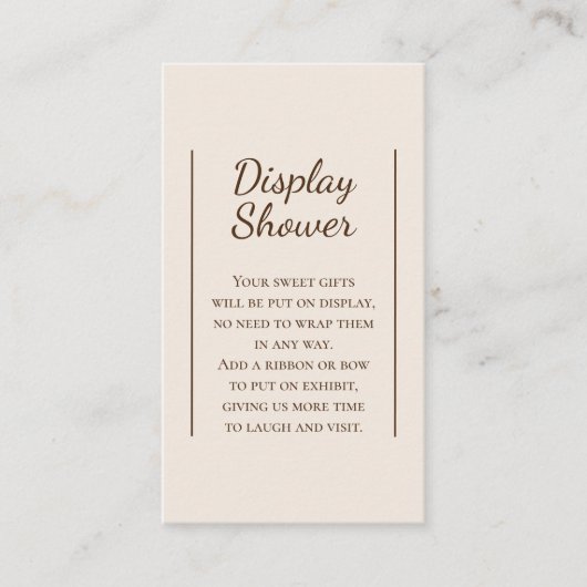 Bohoミニマルなベージュ赤ちゃんシャワー表示シャワー エンクロージャーカード (正面)