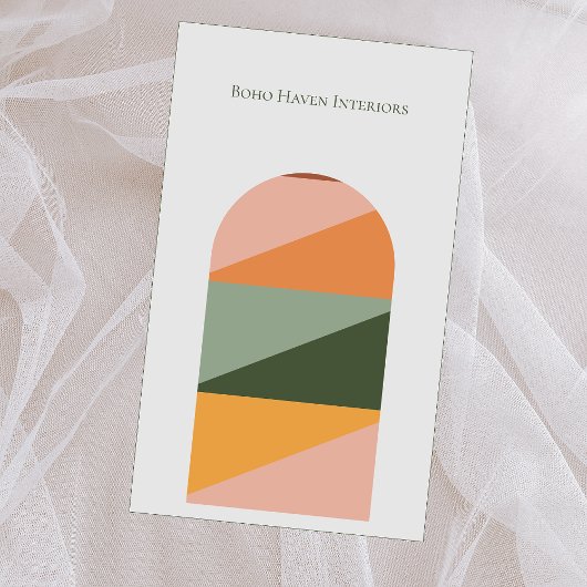 Bohoミニマルシンプルリスト抽象芸術ロゴQRコードアーチ 名刺