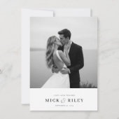 Bohoミニマルタイポグラフィ結婚写真 サンキューカード (正面)