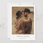 Bohoミニマル写真焼きオレンジ結婚フローラ 招待状 (裏面)