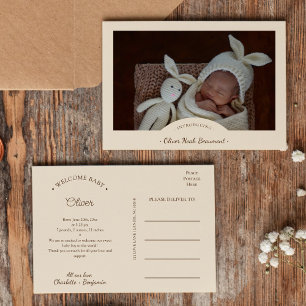 Bohoミニマル写真誕生おめでとうがき 案内ポストカード