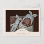 Bohoミニマル写真誕生おめでとうがき 案内ポストカード (正面)