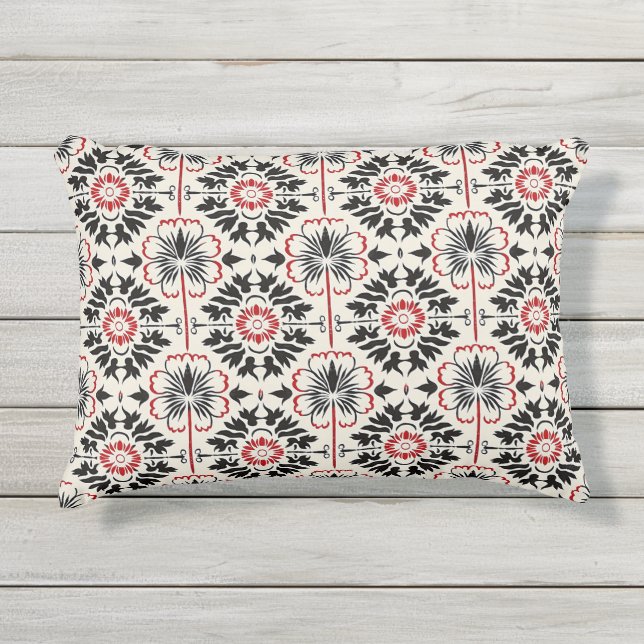 Bohoミニマル幾何学模様白黒赤パターン アウトドアクッション (正面)