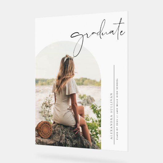 Bohoミニマル書道アーチ写真卒業 アクリルサイン (傾斜)