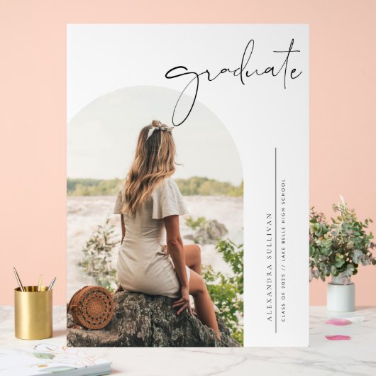 Bohoミニマル書道アーチ写真卒業 アクリルサイン (ウェディング)