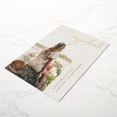 Bohoミニマル書道アーチ写真卒業 箔招待状 (回転した状態)