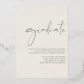 Bohoミニマル書道アーチ写真卒業 箔招待状 (裏面)