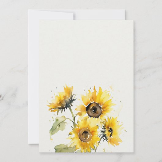 Bohoミニマル水色ひまわり赤ちゃんシャワー 招待状 (裏面)