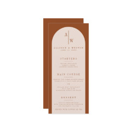 Bohoミニマル燃えたオレンジ結婚のメニュー メニュー