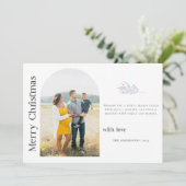 Bohoミニマル白黒写真クリスマスファミリー シーズンカード (スタンド正面)