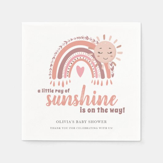 Bohoミニマル素朴リストピンクベビーシャワー スタンダードカクテルナプキン (正面)