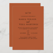 Bohoミニマル結婚リストのモダン結婚式 招待状 (正面/裏面)