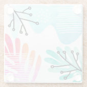 BohoミニマルBLOBシェイプ葉のラインアート ガラスコースター (裏面)