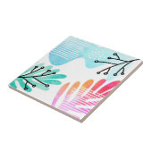 BohoミニマルBLOBシェイプ葉のラインアート タイル (側面)