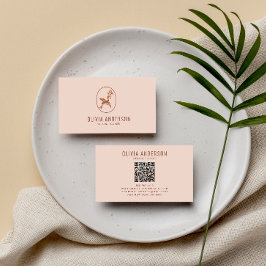 BohoミニマルQRコードテラコッタロユニークゴ 名刺