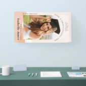 Bohoミュートされたピンクの砂漠のアーチ写真卒業 横断幕 (トレードショー)