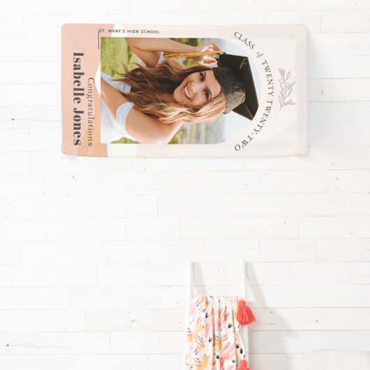 Bohoミュートされたピンクの砂漠のアーチ写真卒業 横断幕 (インサイチュ)