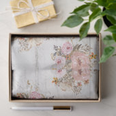 BOHOミュートされたフローラスクリプトEphemera Wood Decopage T 薄葉紙 (ギフト)