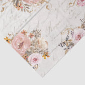 BOHOミュートされたフローラスクリプトEphemera Wood Decopage T 薄葉紙 (詳細)