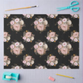 BOHOミュートされたフローラ水色バラ金ゴールドデコページT 薄葉紙 (クラフト)