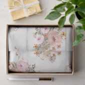 BOHOミュートフローラ水色ホワイトウッドデコパージュ 薄葉紙 (ギフト)