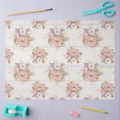 BOHOミュートフローラ水色ホワイトウッドデコパージュ 薄葉紙 (クラフト)