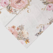 BOHOミュートフローラ水色ホワイトウッドデコパージュ 薄葉紙 (詳細)