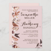 Bohoミュート水彩花結婚式招待状 招待状 (正面/裏面)