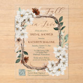 Bohoミュート秋フローラ秋インラブブライダルシャワー アクリル招待状 (正面)