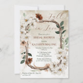 Bohoミュート秋フローラ秋インラブブライダルシャワー 招待状 (正面)