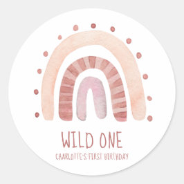Bohoミュート色Bohoレインボーワイルドワン誕生日 ラウンドシール