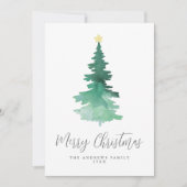 Bohoメリークリスマスウォーターカラーツリーノンフォトホール シーズンカード (正面)