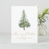 Bohoメリークリスマスウォーター色の木の非写真 シーズンカード (スタンド正面)