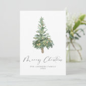 Bohoメリークリスマスウォーター色の木の非写真 シーズンカード (スタンド正面)