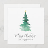 Bohoメリークリスマスウォーター色の木の非写真 シーズンカード (正面/裏面)