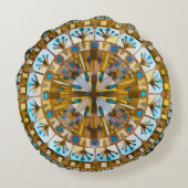 Bohoモザイクタイル黄色ハニー – ラウンドクッション (裏面)