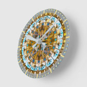 Bohoモザイクタイル黄色ハニー – ラウンド壁時計 (傾斜)