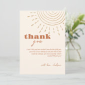 Bohoモダンここ来の息子の赤ちゃんシャワー サンキューカード (スタンド正面)