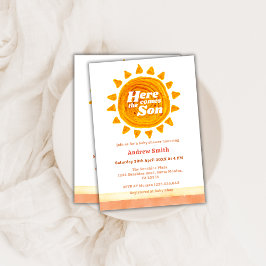 Bohoモダンここ来の息子の赤ちゃんシャワー 招待状