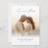 Bohoモダンの重ね結婚合わせ写真 サンキューカード (正面)