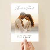 Bohoモダンの重ね結婚合わせ写真 サンキューカード